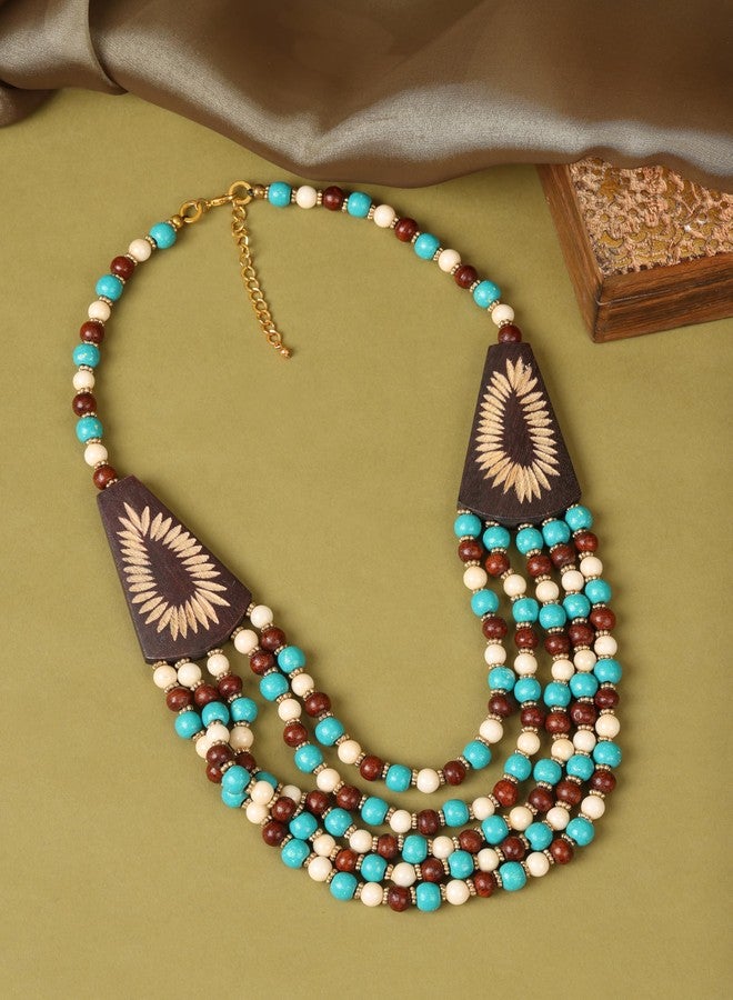 DCA Multicolor Wood Women Necklace (Black-White) - Image 4