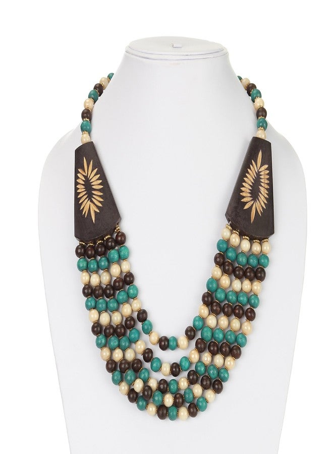 DCA Multicolor Wood Women Necklace (Black-White) - Image 3