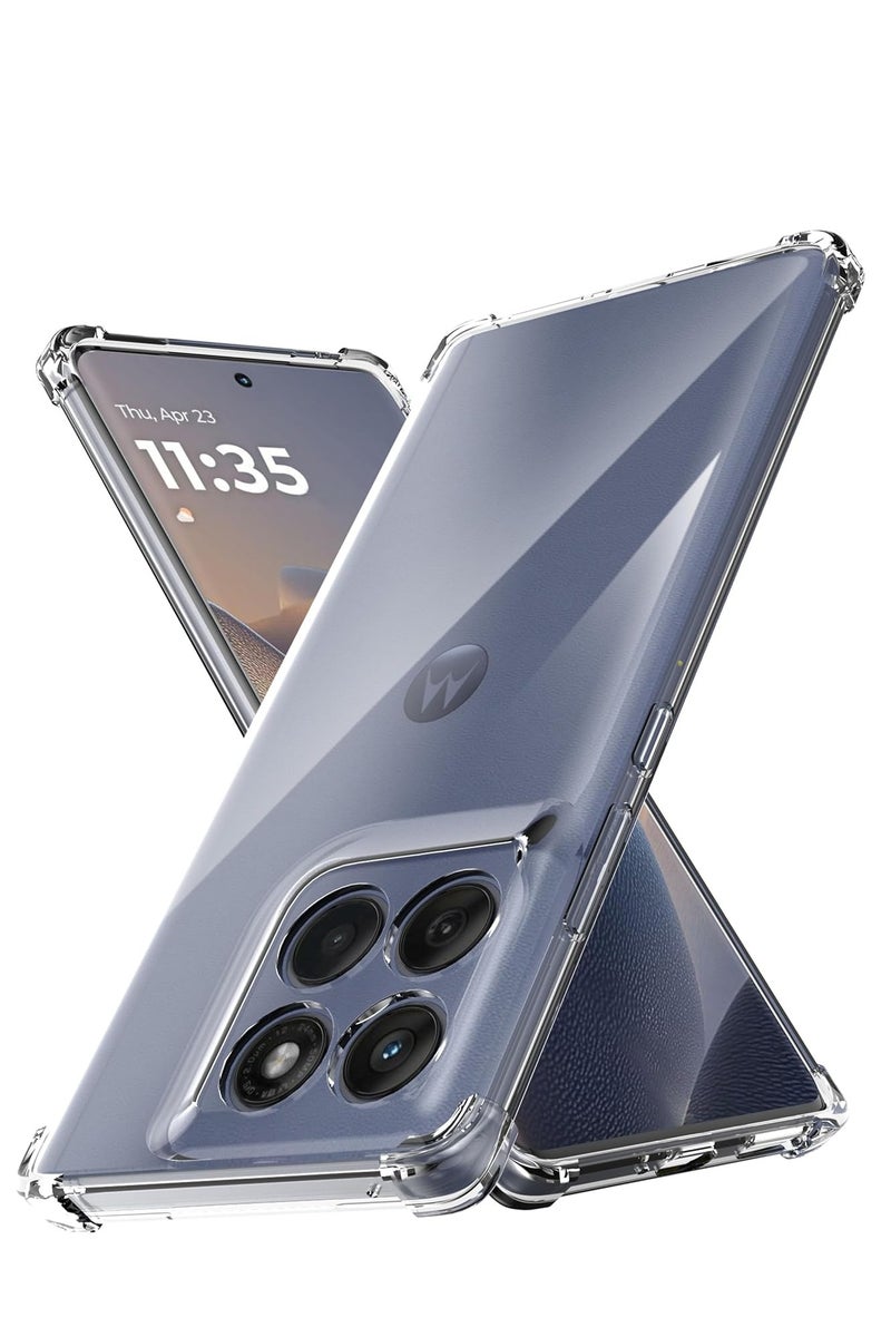 جراب شفاف لهاتف موتورولا ايدج 60 فيوجن 5G/موتو ايدج 60/ايدج 60S، مضاد للاصفرار، زوايا معززة، غطاء حماية مرن من مطاط البولي يوريثين الحراري الشفاف ممتص للصدمات - Image 1