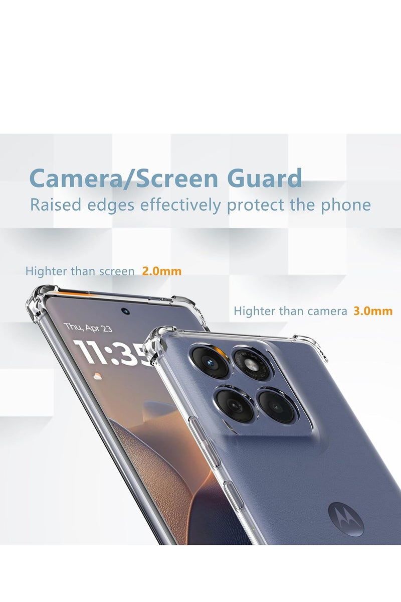 جراب شفاف لهاتف موتورولا ايدج 60 فيوجن 5G/موتو ايدج 60/ايدج 60S، مضاد للاصفرار، زوايا معززة، غطاء حماية مرن من مطاط البولي يوريثين الحراري الشفاف ممتص للصدمات - Image 2
