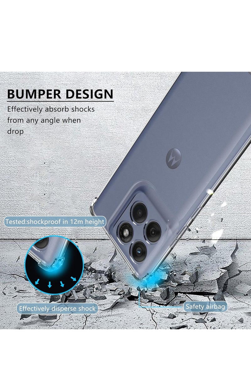 جراب شفاف لهاتف موتورولا ايدج 60 فيوجن 5G/موتو ايدج 60/ايدج 60S، مضاد للاصفرار، زوايا معززة، غطاء حماية مرن من مطاط البولي يوريثين الحراري الشفاف ممتص للصدمات - Image 3