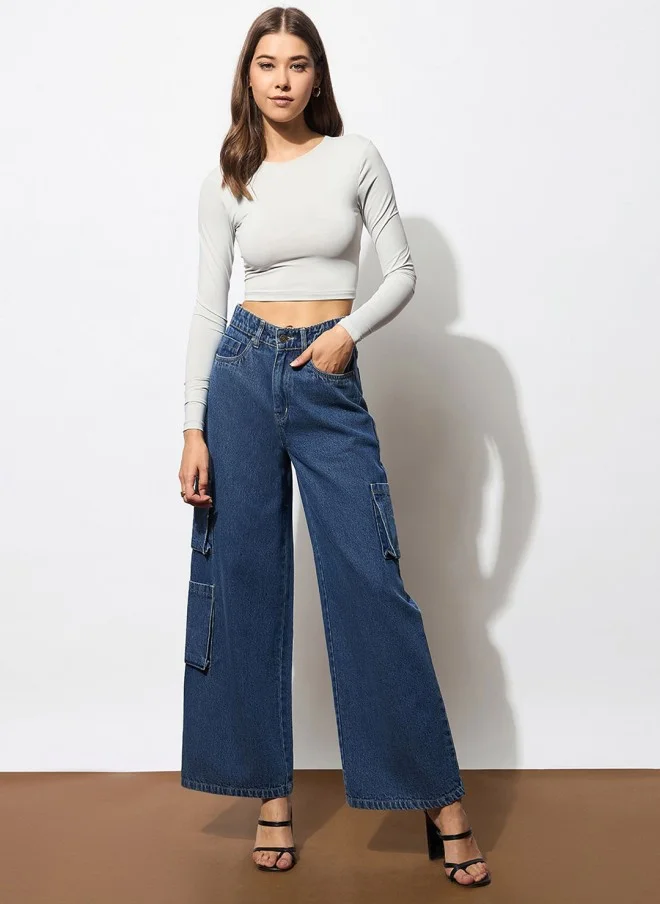 SASSAFRAS Women Medium Blue Straight Fit Jeans
