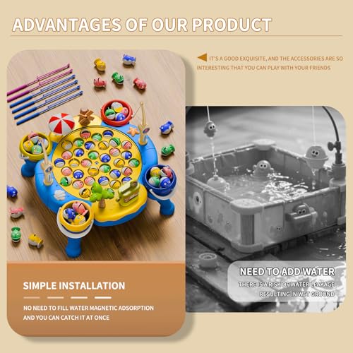 ORANGE OCEAN 70 PCS Magnetic Fishing Table Game for Kids Boys Toddlers Ages 35 46 Magnetic Fishing Toys with 360 Rotation Sound Birthday Toys Gifts for 3 4 5 6 Year Old Boys Kids 18 Players - Image 5