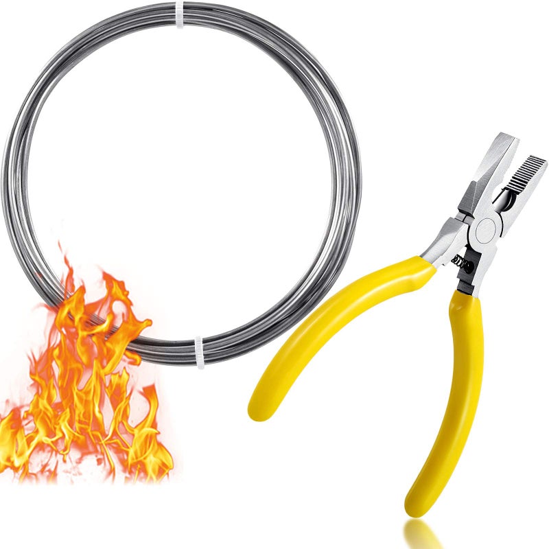 Mudder 10 Feet High Temp Wire Nichrome Heat Resistant Metal Wire 17 Gauge with a Mini Plier General Purpose Support Craft for DIY Jewelry Making