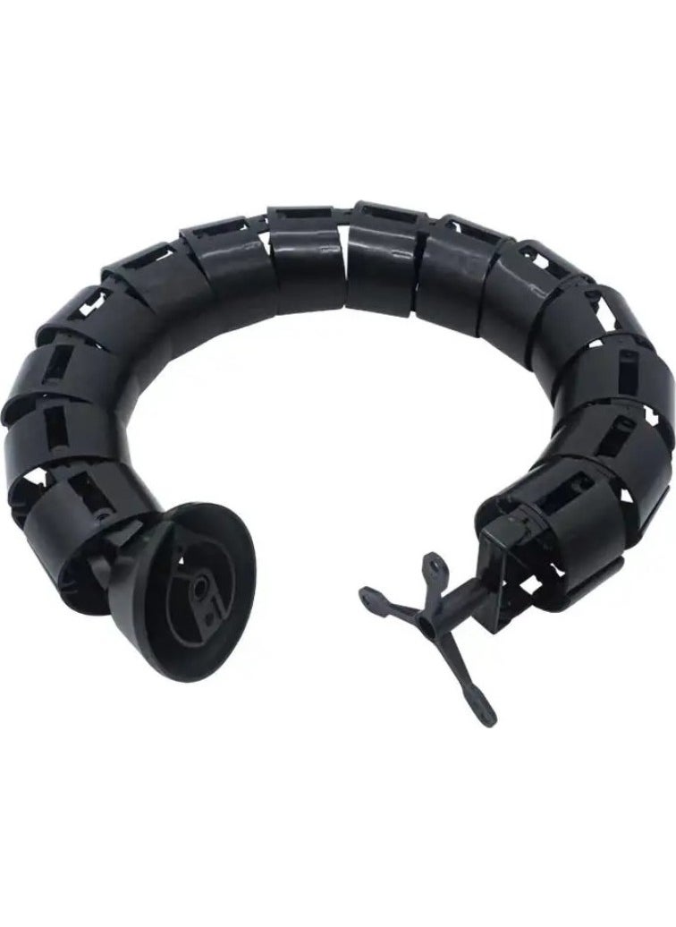 Techmaster Round Cable Organizer Under Desk Spine Cable Duct Black  - Image 1