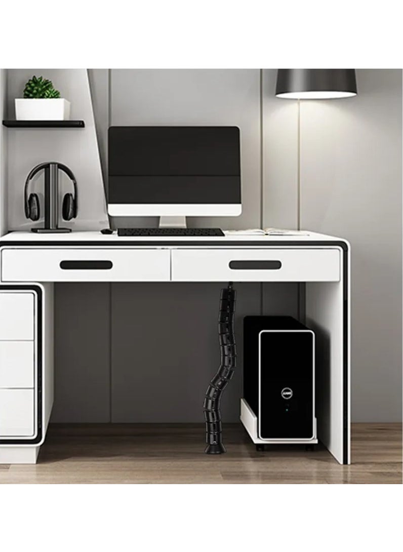 Techmaster Round Cable Organizer Under Desk Spine Cable Duct Black  - Image 5