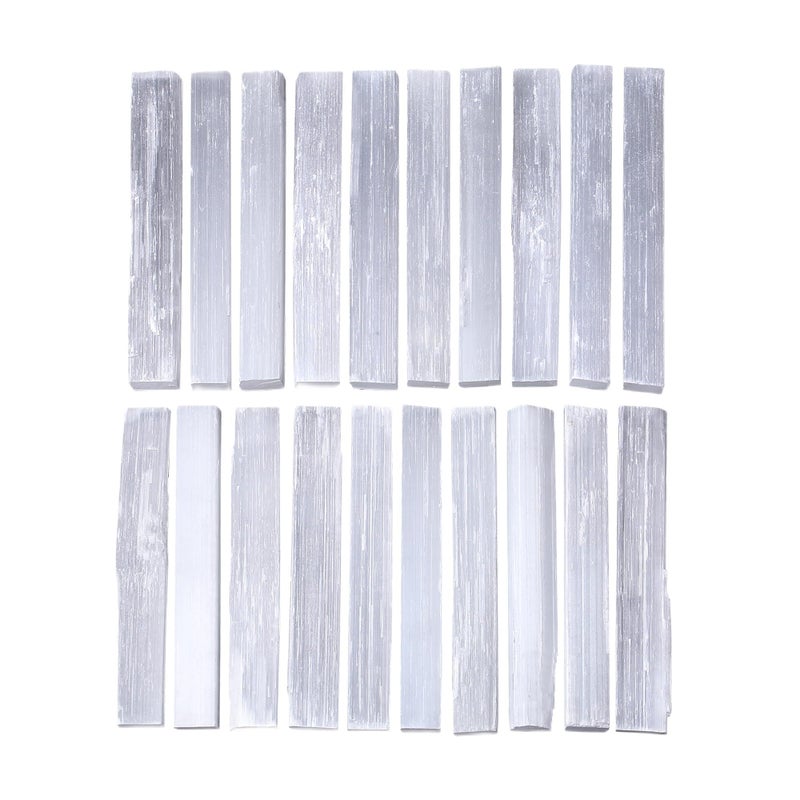MAIBAOTA 4" Selenite Crystal Wand Selenite Sticks Crystals Bulk Selenite Charging Plate Reiki Metaphysical Supplies Wicca Altar Supplies Crystal for Witchcraft 12 Pcs - Image 1