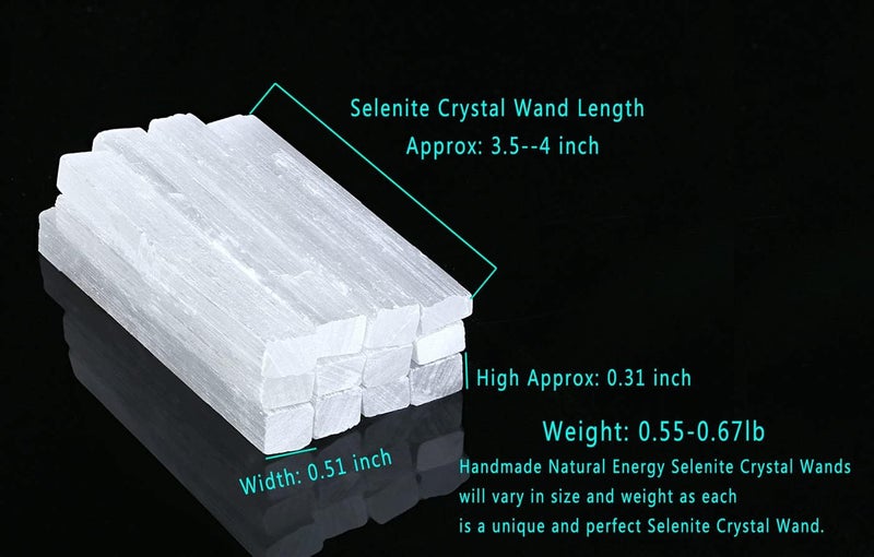 MAIBAOTA 4" Selenite Crystal Wand Selenite Sticks Crystals Bulk Selenite Charging Plate Reiki Metaphysical Supplies Wicca Altar Supplies Crystal for Witchcraft 12 Pcs - Image 3