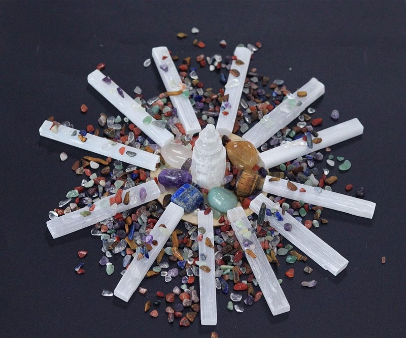 MAIBAOTA 4" Selenite Crystal Wand Selenite Sticks Crystals Bulk Selenite Charging Plate Reiki Metaphysical Supplies Wicca Altar Supplies Crystal for Witchcraft 12 Pcs - Image 5