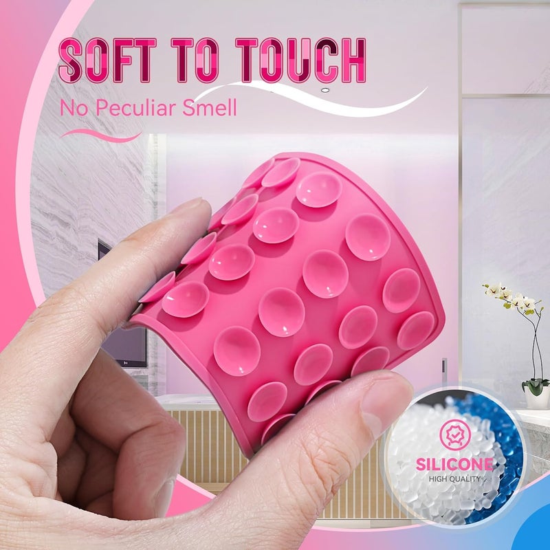 CERLINK ملصق حامل هاتف سيليكون مع شفط لحمل الهاتف بدون استخدام اليدين، ملحقات الهاتف للفيديو متوافق مع المرآة، الحمام (وردي) - Image 3