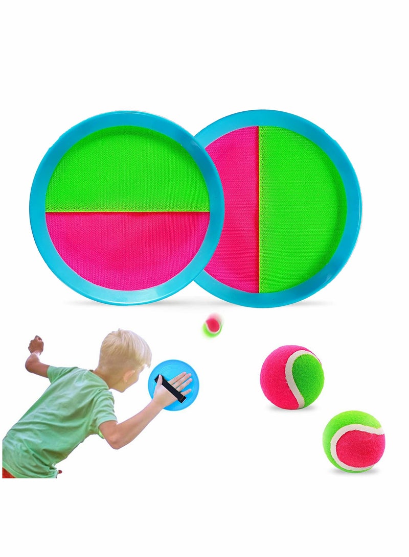 SOLARAE Catch Ball Game Set, Classic Outdoor Games, Beach Games, Backyard Games, Suitable for Kids Ideal Sports, 2 Paddles and 2 Balls - Image 1
