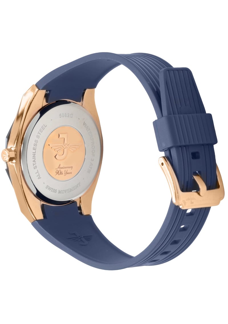 JOVIAL 5082 GRRQ54E Skin Friendly Rubber Men's Watch, Sleek, Timeless Design, Blue Dial, Quartz Movement, 41MM - Image 3