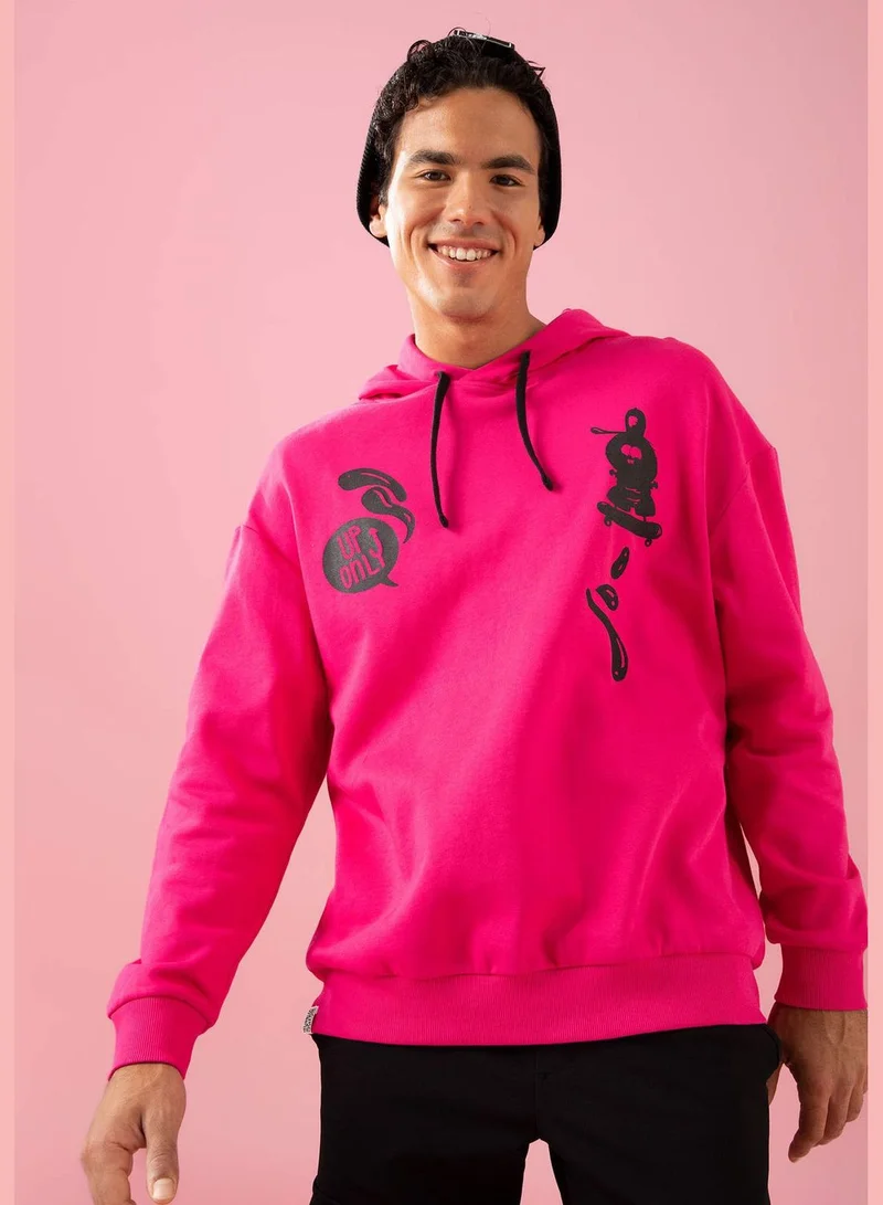 DeFacto Man Firat Licenced Boxy Fit Hooded Short Sleeve Knitted Sweatshirt