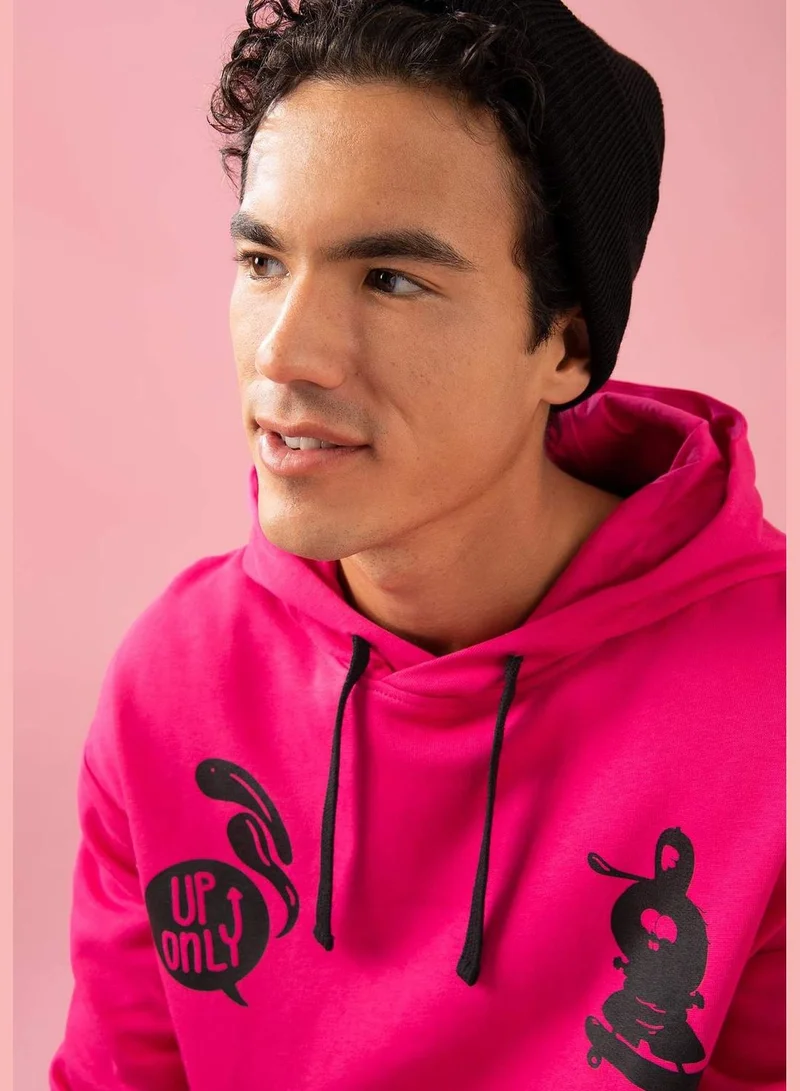 DeFacto Man Firat Licenced Boxy Fit Hooded Short Sleeve Knitted Sweatshirt