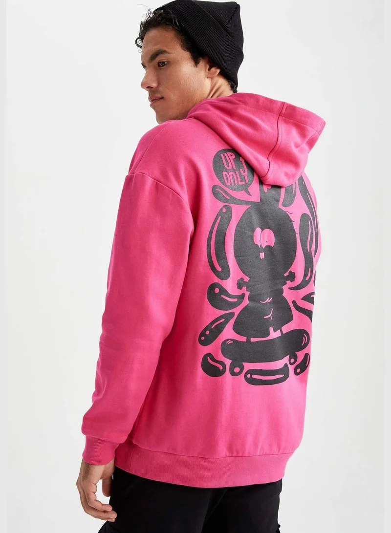 DeFacto Man Firat Licenced Boxy Fit Hooded Short Sleeve Knitted Sweatshirt