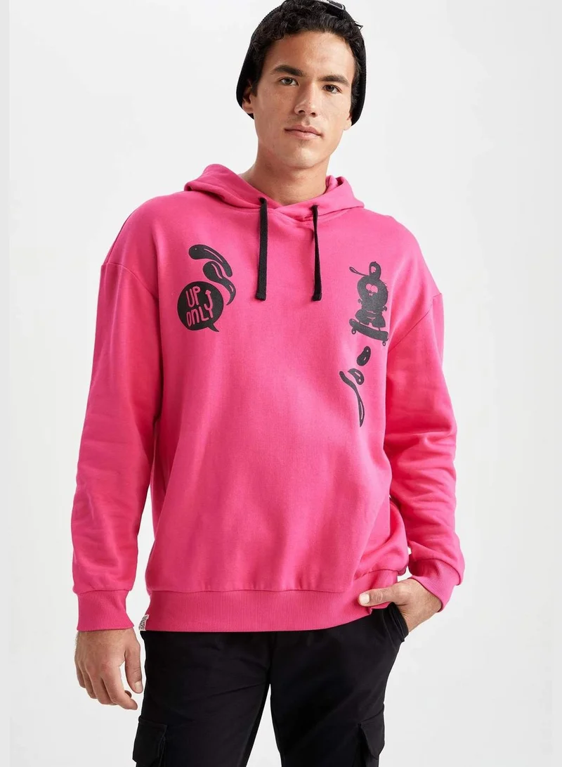 DeFacto Man Firat Licenced Boxy Fit Hooded Short Sleeve Knitted Sweatshirt