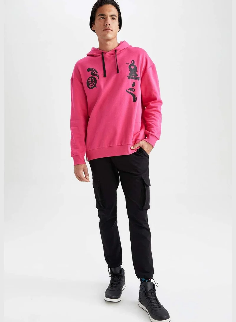 DeFacto Man Firat Licenced Boxy Fit Hooded Short Sleeve Knitted Sweatshirt