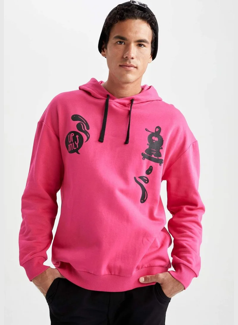 DeFacto Man Firat Licenced Boxy Fit Hooded Short Sleeve Knitted Sweatshirt