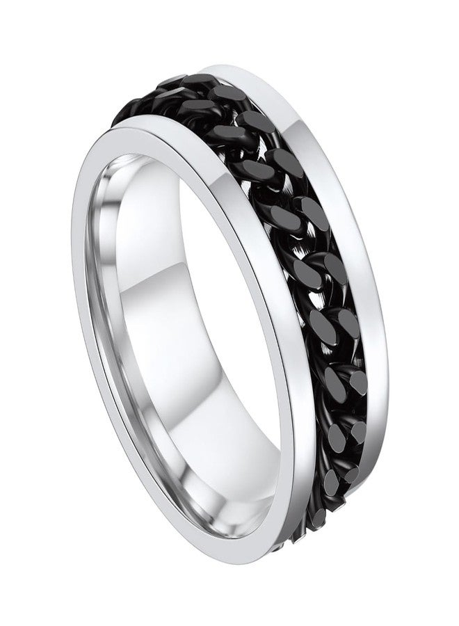 ChainsPro Black Anxiety Ring Fidget Rings for Anxiety Mens Rings Size 9 Stainless Steel Black Meditation Rings for Women Spinning - Image 1
