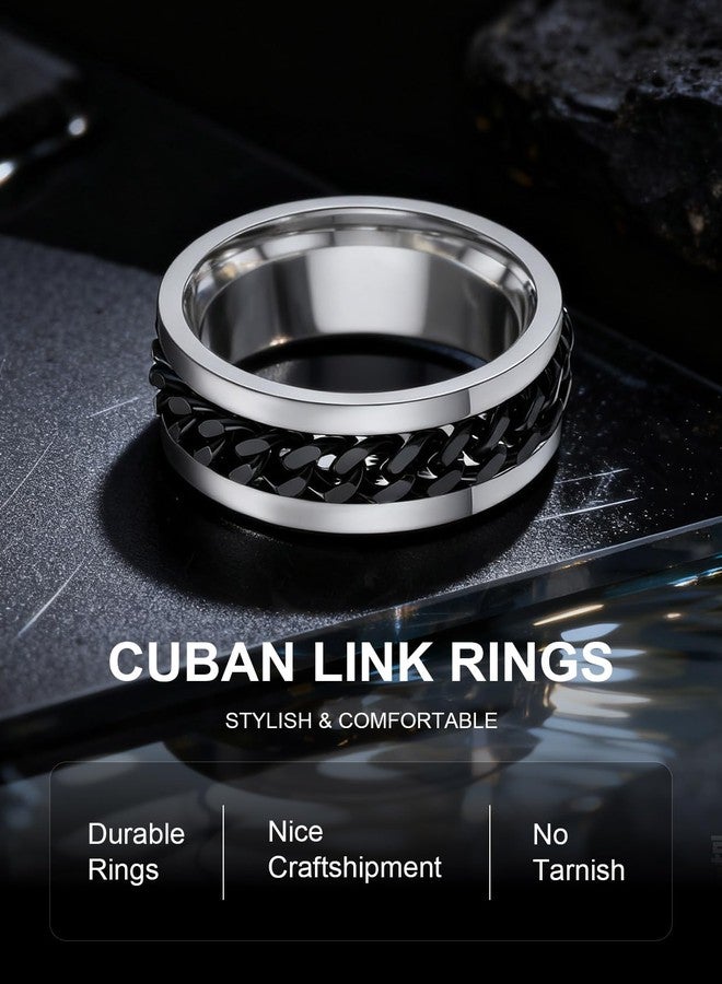 ChainsPro Black Anxiety Ring Fidget Rings for Anxiety Mens Rings Size 9 Stainless Steel Black Meditation Rings for Women Spinning - Image 4