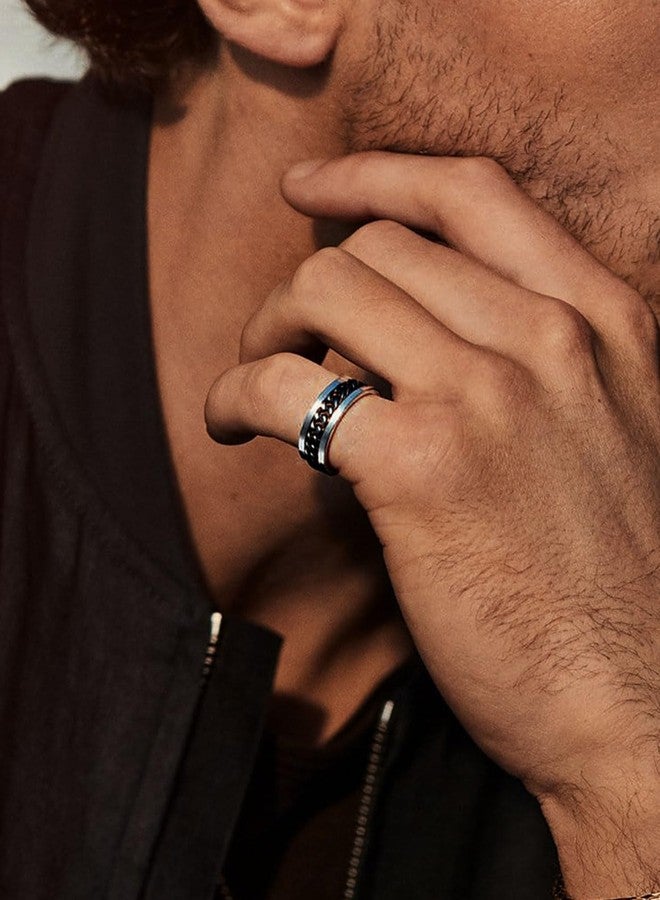 ChainsPro Black Anxiety Ring Fidget Rings for Anxiety Mens Rings Size 9 Stainless Steel Black Meditation Rings for Women Spinning - Image 3