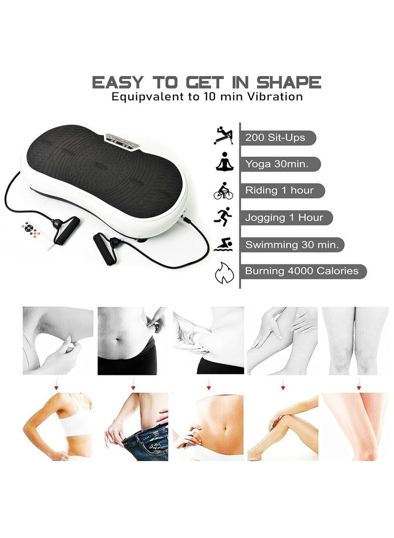 Vibration Power Plates, Vibration Plate Machine, Supports Bluetooth & USB Connect, 2 Resistance Bands, Vibration Fitness Trainer for Weight Loss & Body Toning, 300lb Max Load.
