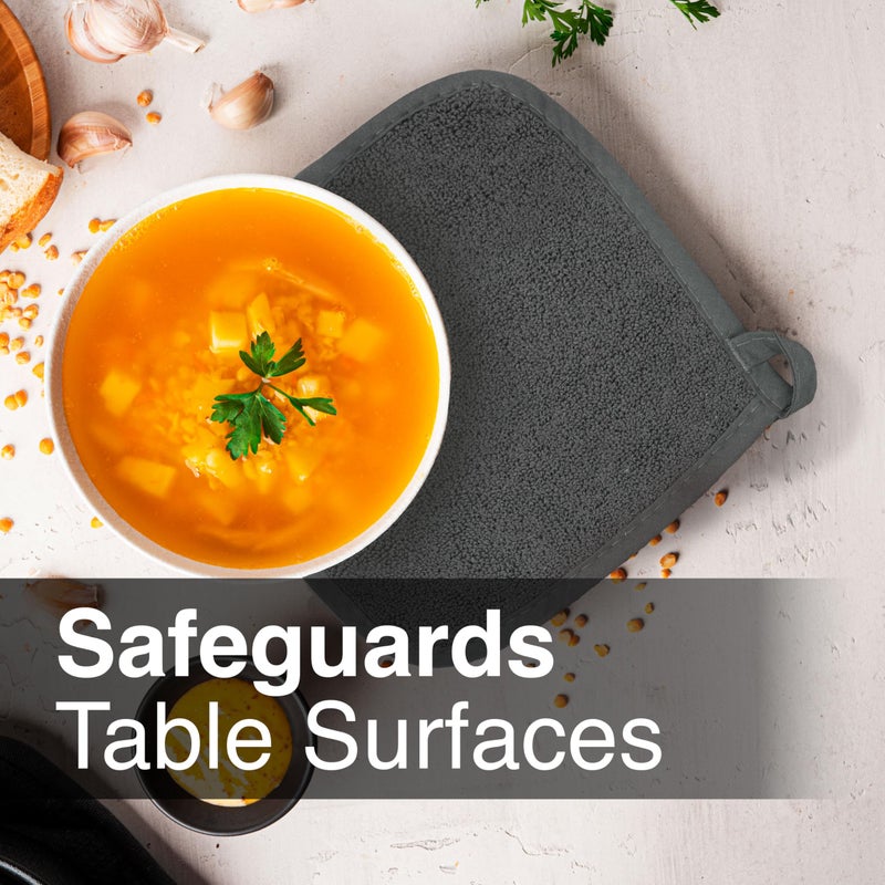 RITZ Terry Potholder & Hot Pad: Unparalleled Heat Resistant, Durable 100% Cotton â€“ Ergonomically Designed for Optimal Grip â€“ Easy-Care Machine Washable â€“ 4-Pack, Graphite - Image 4