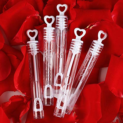 MAPIXO 56 Pack Mini White Heart Bubble Wands- Perfect Bubble Toy Ideal Party Favors for Weddings Support and Anniversaries, Valentine's Day, Family Reunion, Special Festival Gift for Couple, boy and Girl - Image 1