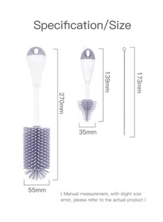 LO.BABY.VE Silicone Bottle Brush Set, 3‑in‑1 Baby Bottle Cleaning Brushes, BPA‑Free, for Bottles, Nipples and Straws - Image 2