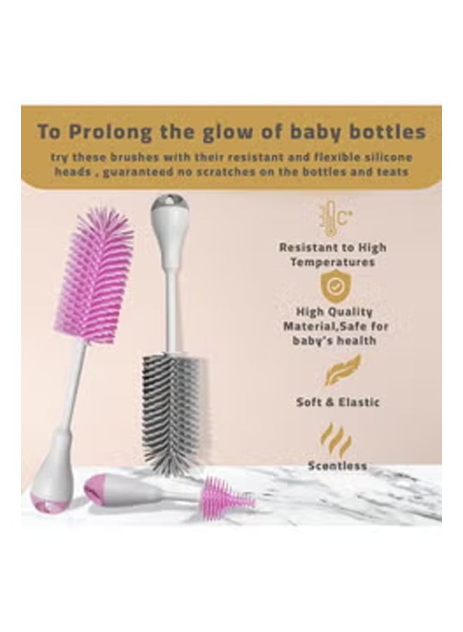 LO.BABY.VE Silicone Bottle Brush Set, 3‑in‑1 Baby Bottle Cleaning Brushes, BPA‑Free, for Bottles, Nipples and Straws - Image 3