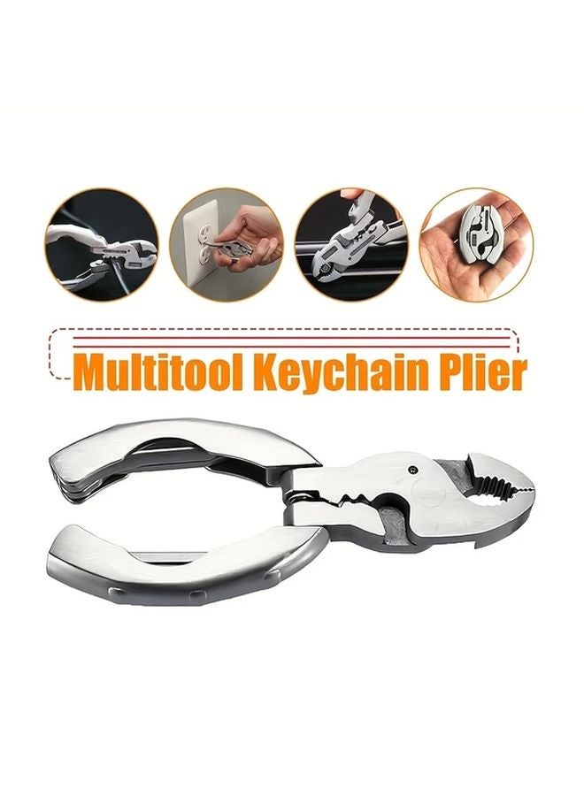 Stainless Steel 9 In 1 Mini Multitool Keychain Plier EDC Portable Camping Accessory With Screwdriver 1pc - Image 4