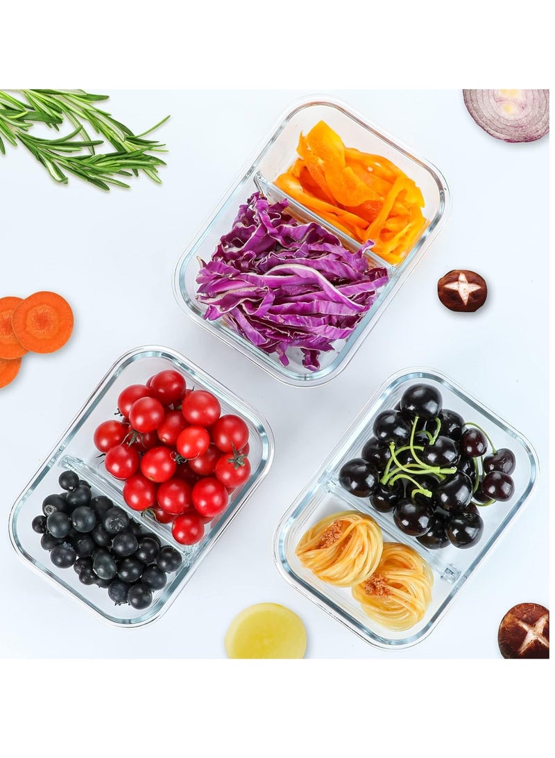 KINGMAZI 5 Pack Glass Meal Prep Containers - Dishwasher Microwave Freezer Oven Safe - Glass Storage Containers with Lids - Image 5