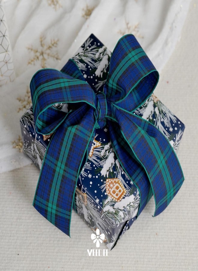 MEEDEE Black Watch Tartan Ribbon 2.5 inch with 25 Yards Gingham Check in Green, Blue and Black Scottish Plaid Polyester Ribbon for Christmas Tree, Wreaths, Bows, Gift Wrap, Weddings, Holiday Crafts - Image 5