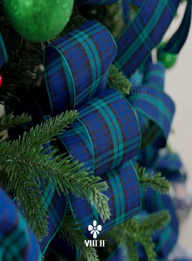 MEEDEE Black Watch Tartan Ribbon 2.5 inch with 25 Yards Gingham Check in Green, Blue and Black Scottish Plaid Polyester Ribbon for Christmas Tree, Wreaths, Bows, Gift Wrap, Weddings, Holiday Crafts - Image 4