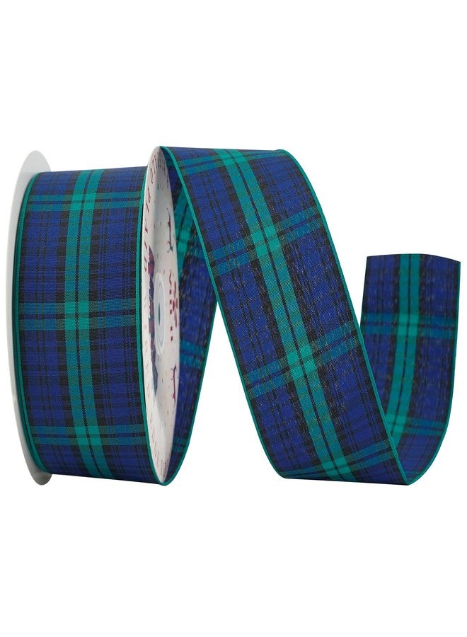 MEEDEE Black Watch Tartan Ribbon 2.5 inch with 25 Yards Gingham Check in Green, Blue and Black Scottish Plaid Polyester Ribbon for Christmas Tree, Wreaths, Bows, Gift Wrap, Weddings, Holiday Crafts - Image 1