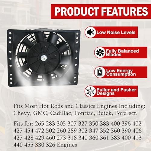 PRUNkuar 6 Inch Small Slim Push Pull Electric Cooling Fan 650CFM Radiator Oil Cooler Mount Kit Black 2Pcs - Image 2
