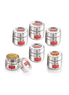 Hazel HAZEL Stainless Steel Small Container for Kitchen | 200 ml Each Transparent Lid Containers for Storage | Small Container for Spices, Set of 6  - Image 1