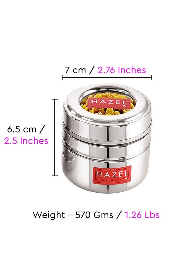 Hazel - HAZEL Stainless Steel Small Container for Kitchen | 200 ml Each Transparent Lid Containers for Storage | Small Container for Spices, Set of 6 - Image 1