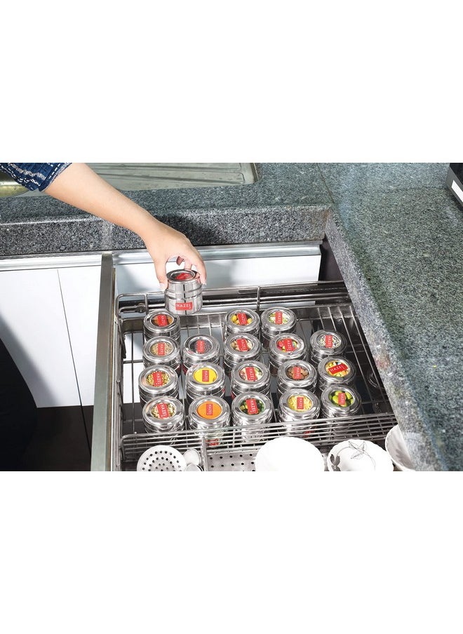 Hazel - HAZEL Stainless Steel Small Container for Kitchen | 200 ml Each Transparent Lid Containers for Storage | Small Container for Spices, Set of 6 - Image 1