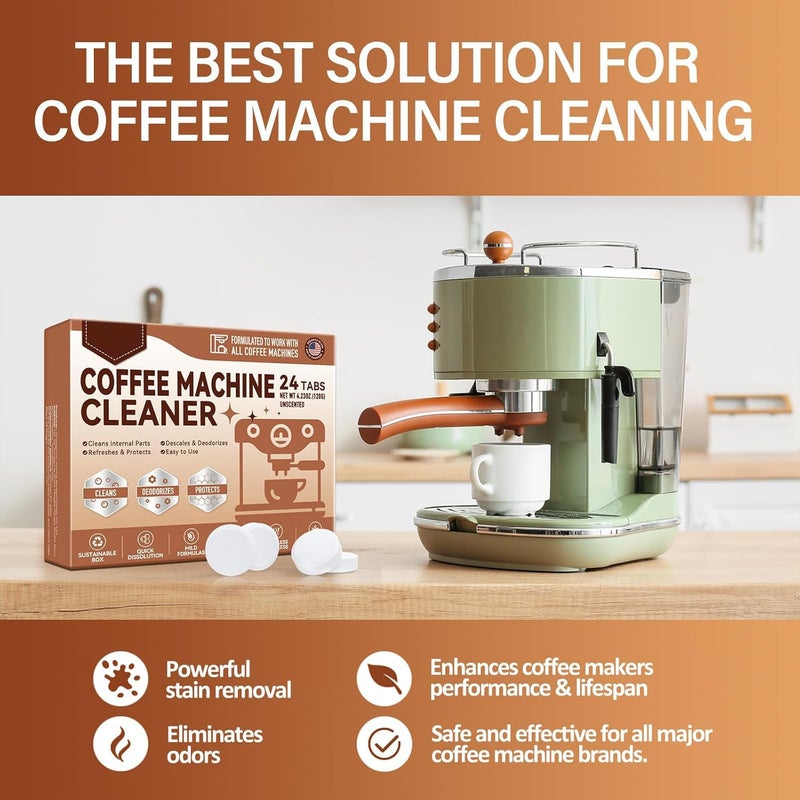 YOOJ® 24 Count Coffee Machine Descaler Tablets, Safe & Gentle Formula, Remove Limescale, Deep Cleaning, Coffee Maker Cleaning Tablets for All Major Brands- Keurig, Nespresso, Ninja, Delonghi, Breville - Image 2
