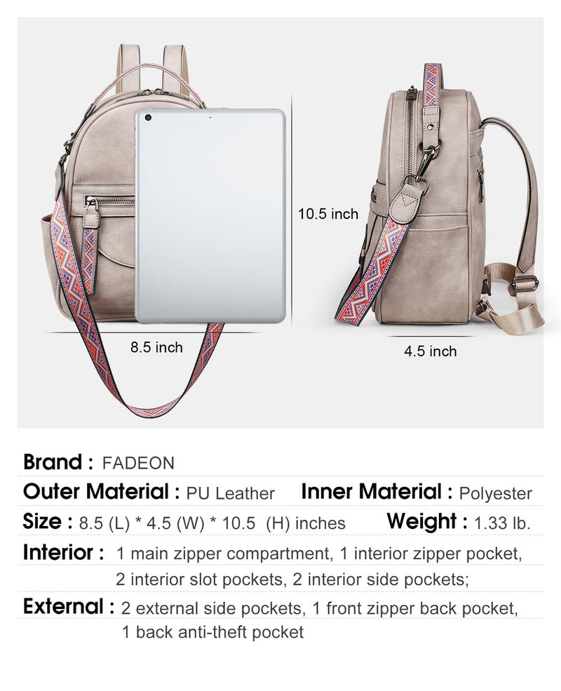 FADEON Mini Backpack Purse for Women, Designer Leather Cute Roomly Small Backpacks, Ladies Shoulder Backpack Fashion Handbag - Image 3
