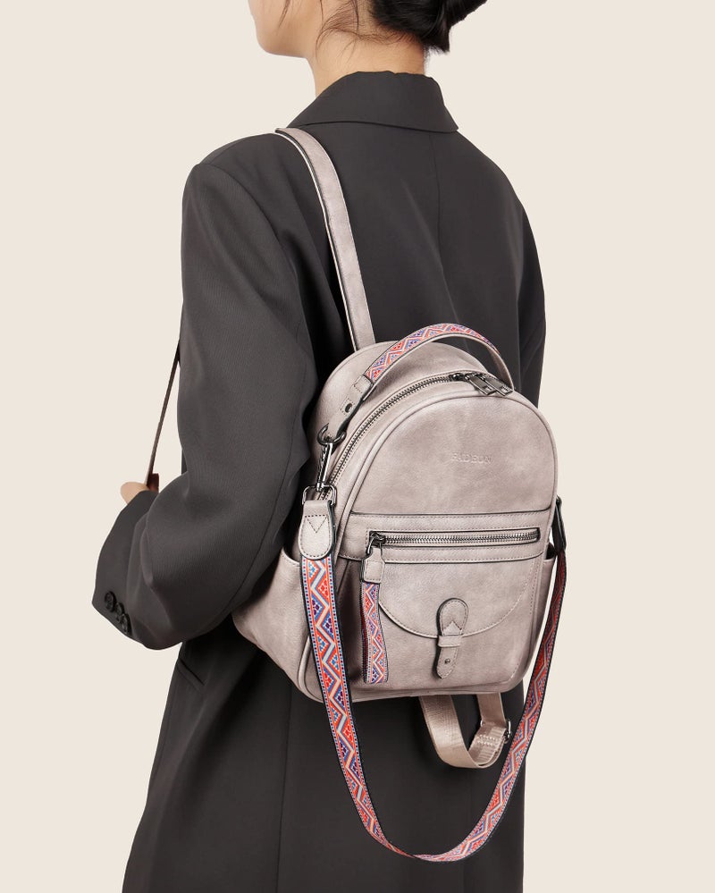 FADEON Mini Backpack Purse for Women, Designer Leather Cute Roomly Small Backpacks, Ladies Shoulder Backpack Fashion Handbag - Image 2