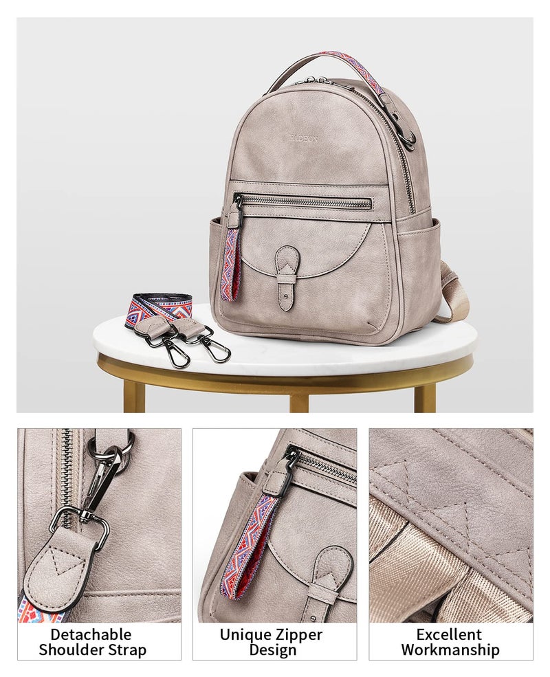 FADEON Mini Backpack Purse for Women, Designer Leather Cute Roomly Small Backpacks, Ladies Shoulder Backpack Fashion Handbag - Image 5