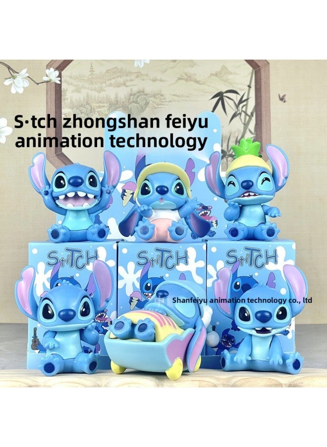 Loquat Swim Stitch Hand-held  Stitch Doll Blind Box Twisted Egg Doll Machine Ornaments Generation-Color:5 Styles-three-eyed Stitch-bag - Image 3