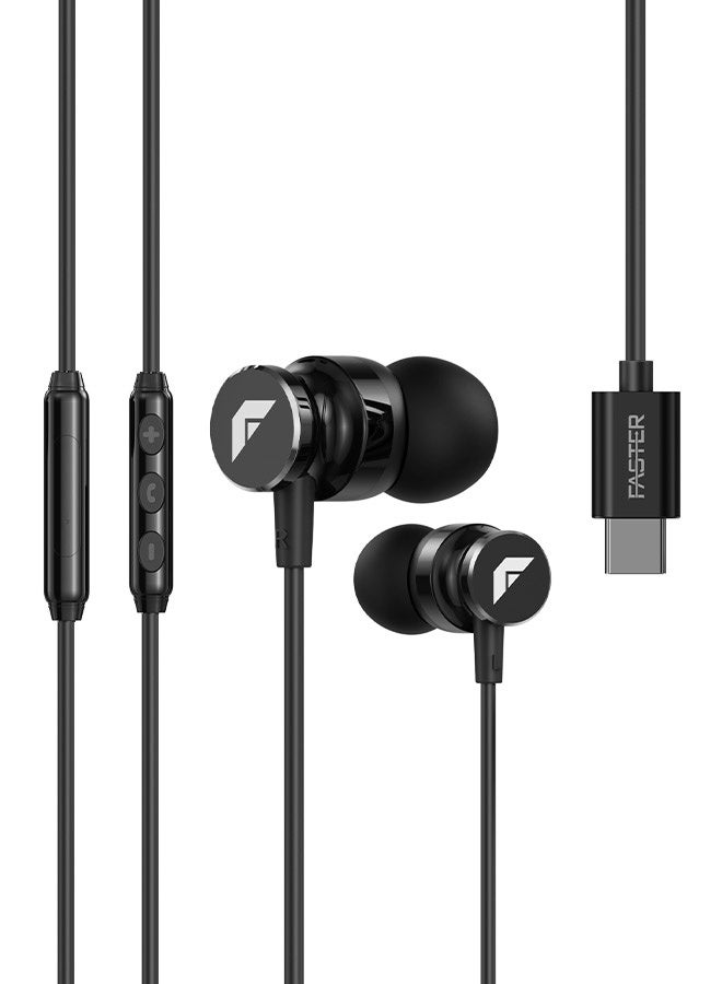 Faster USB-C Wired Earphones with Microphone, Hi-Fi Bass In-Ear Headphones, 10mm Dynamic Drivers, Metal Earbuds, 3.9FT Cable, Button Control, Compatible with iPhone, Samsung, iPad, MacBook & USB-C Laptops - Image 1