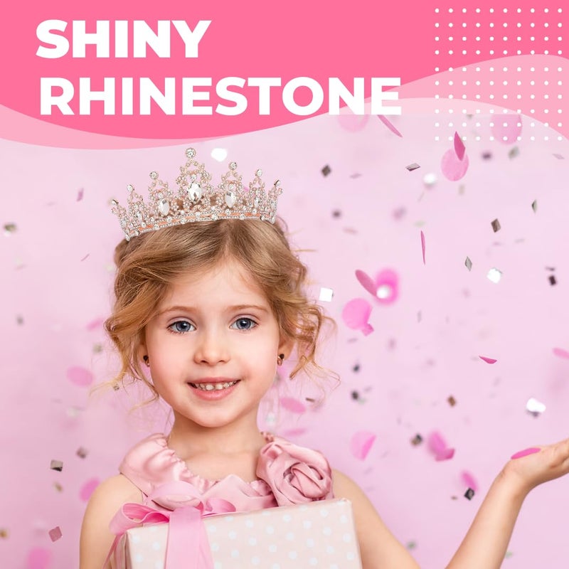 Papoopy Birthday Tiara Crown with Sash for Women, Headband Hair Accessories for Wedding Party Costume Rose - Image 4