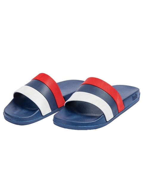 Kayiv Navy & Red Slide Slipper For Men