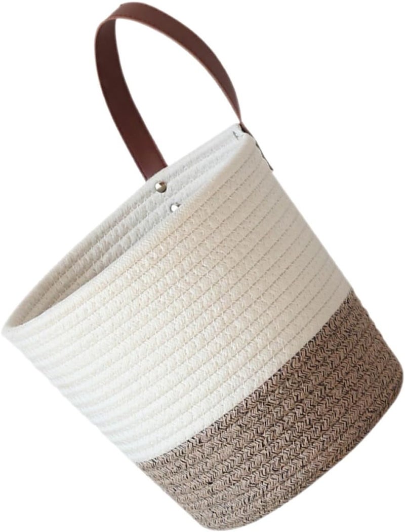 Ciieeo Wall-mounted Cotton Storage Basket Small Hanging Organizer Woven Basket for Nursery Bedroom Living Room Fruit Vegetable Holder - Image 1