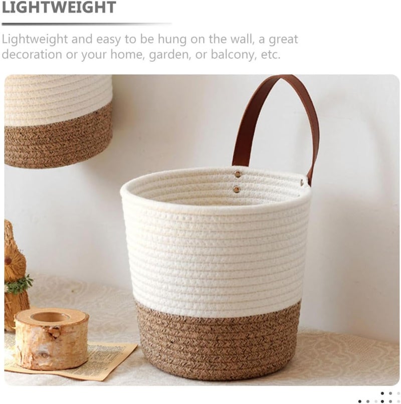 Ciieeo Wall-mounted Cotton Storage Basket Small Hanging Organizer Woven Basket for Nursery Bedroom Living Room Fruit Vegetable Holder - Image 3