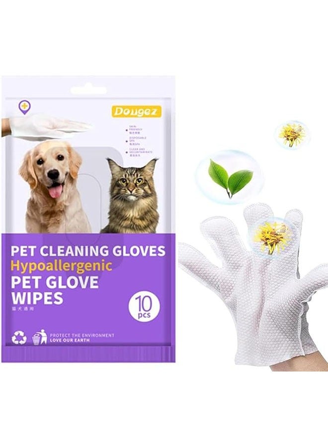 Pet Cleaning Gloves And Wipes, Cat And Dog Pet Wipes, Pet Grooming, Decontamination, Disinfection, Deodorizing Glove Wipes 1 pack (10 pieces) - Image 1